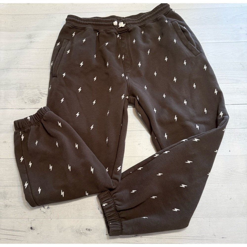 Rylee + Cru‎ women's Grey sweatpants joggers lightening bolts large